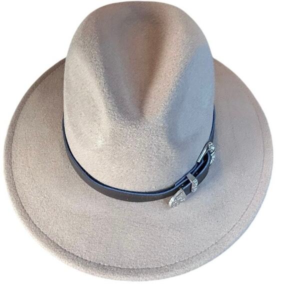 Kendall+Kylie camel western-style hat with a buckle strap accent. - Picture 3 of 6